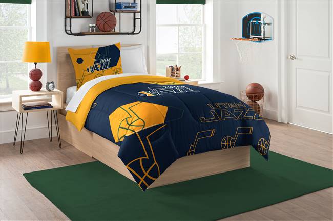 Utah Basketball Jazz Hexagon Twin Bed Printed Comforter Set 