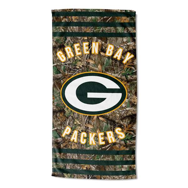 Green Bay Packers Real Tree Stripes Beach Towel 