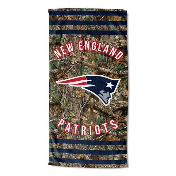 New England Patriots Real Tree Stripes Beach Towel 