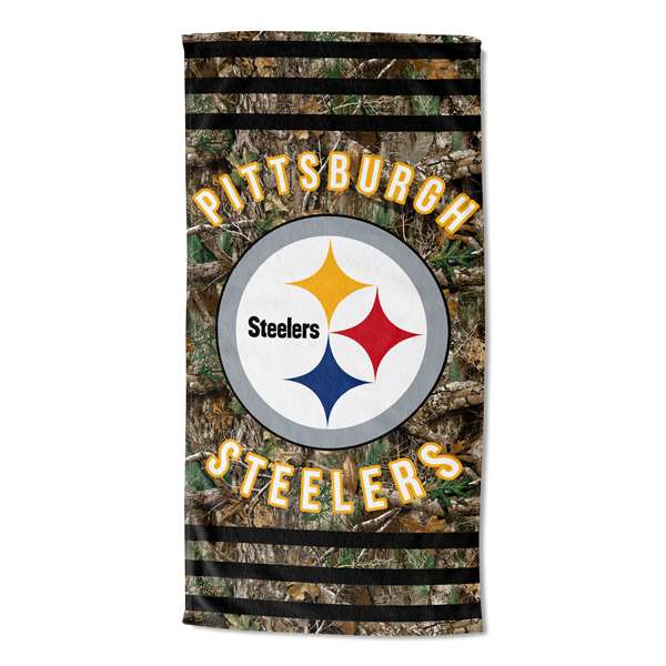 Pittsburgh Steelers Real Tree Stripes Beach Towel 