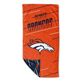 Denver Football Broncos Splitter 32X64 Beach Towel with Mesh Bag 