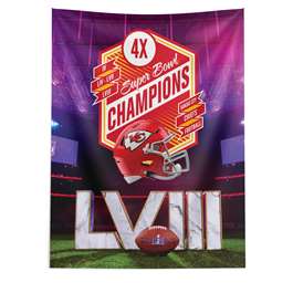 Kansas City Chiefs Super Bowl LVIII Champions 4 Time Printed Wall Hanging  