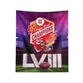 Kansas City Chiefs Super Bowl LVIII Champions 4 Time Printed Wall Hanging 