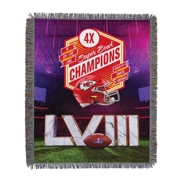 Kansas City Chiefs Super Bowl LVIII Champions Woven Tapestry Blanket