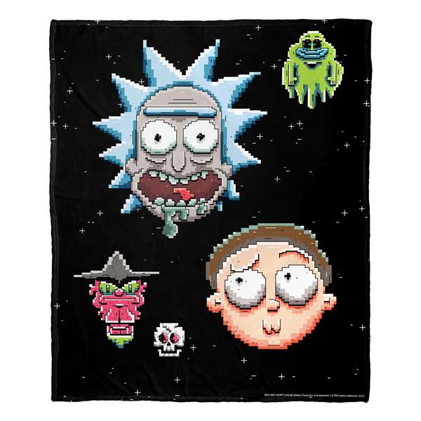 Rick & Morty, Pixelverse  Silk Touch Throw Blanket 50"x60"  