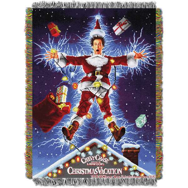 Christmas Vacation Shocking Chevy Lic Holiday Tapestry Throw 48"x60"  