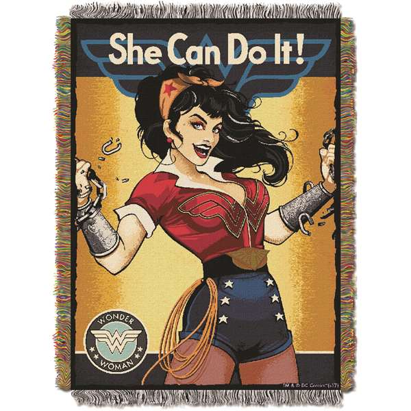 Wonder Woman She Can 051  Tapestry Throws 48"x60"  