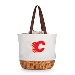 Calgary Flames Canvas and Willow Basket Tote