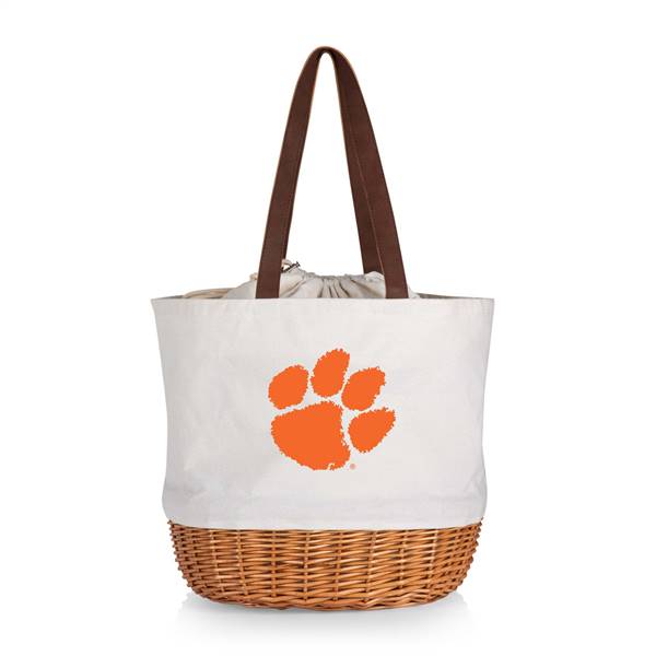 Clemson Tigers Canvas and Willow Basket Tote