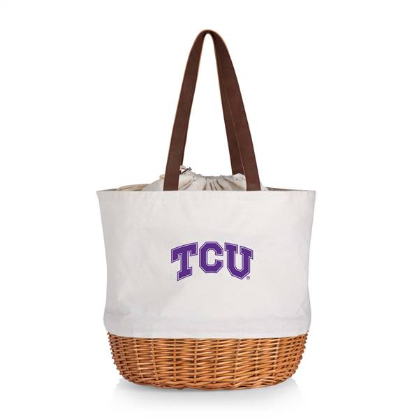 TCU Horned Frogs Canvas and Willow Basket Tote