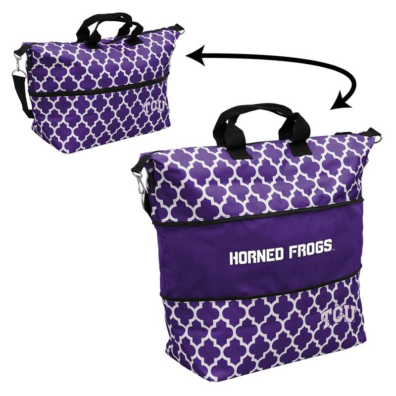 TCU Texas Christian University Horned Frogs Crosshatch Expandable Tote Bag