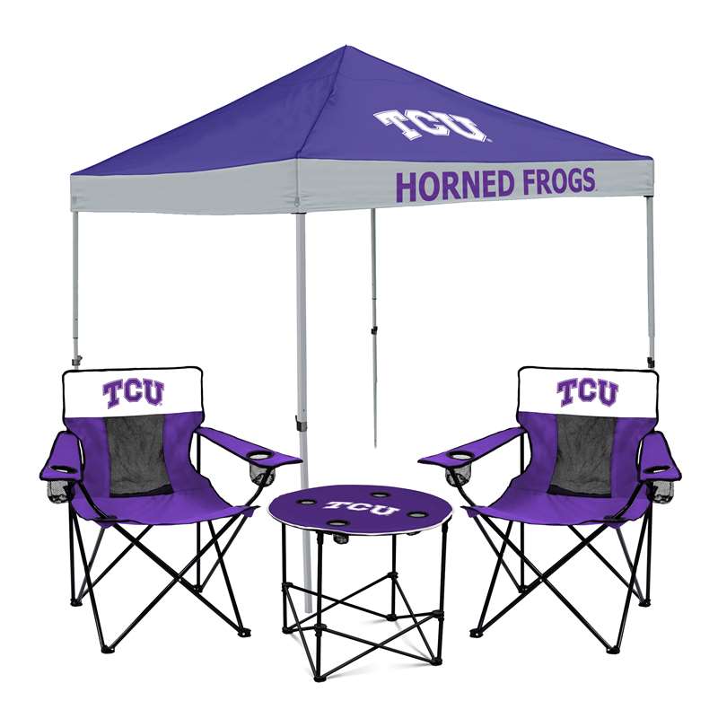 TCU Horned Frogs Canopy Tailgate Bundle - Set Includes 9X9 Canopy, 2 Chairs and 1 Side Table