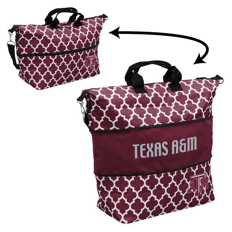 Texas A&M Quatrefoil Expandable Tote