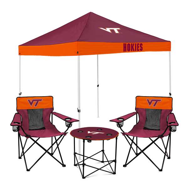 Virginia Tech Hokies Canopy Tailgate Bundle - Set Includes 9X9 Canopy, 2 Chairs and 1 Side Table