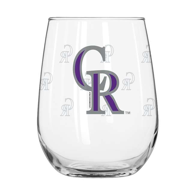 Colorado Rockies 16oz Satin Etch Curved Beverage Glass (2 Pack)