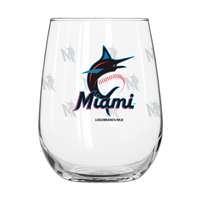 Miami Marlins 16oz Satin Etch Curved Beverage Glass (2 Pack)