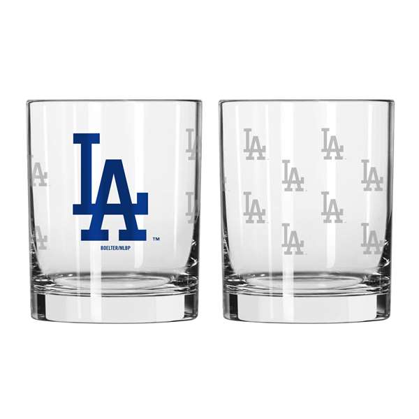 LA Dodgers 14oz Satin Etch Rocks Glass