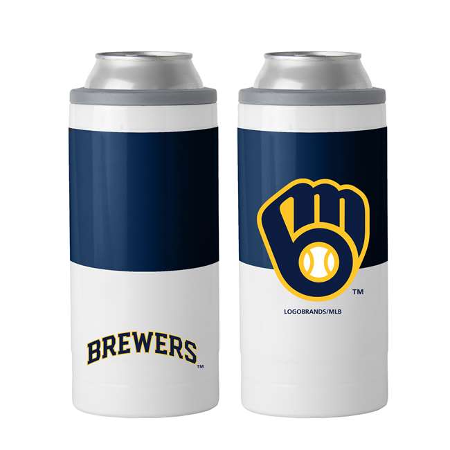 Milwaukee BrewersColorblock 12oz Slim Can Stainless Steel Coozie