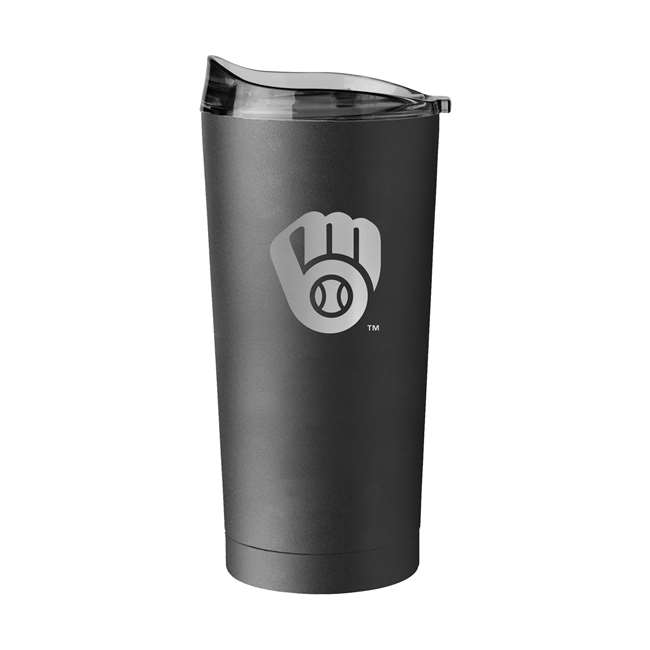 Milwaukee Brewers 20oz Etch Black Powder Coat Tumbler