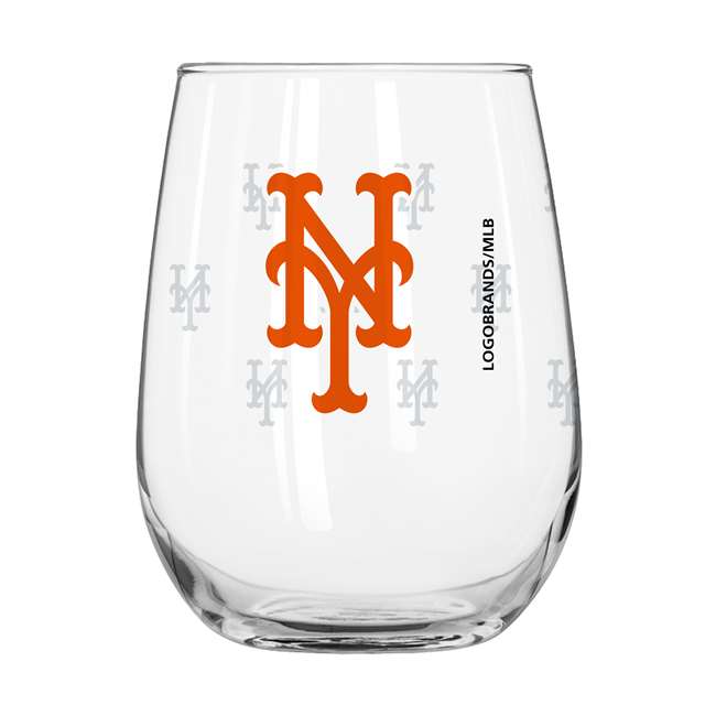 New York Mets 16oz Satin Etch Curved Beverage Glass (2 Pack)