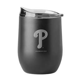 Philadelphia Phillies 16oz Etch Black Powder Coat Curved Beverage