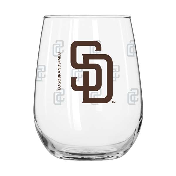 San Diego Padres 16oz Satin Etch Curved Beverage Glass (2 Pack)