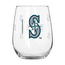 Seattle Mariners 16oz Satin Etch Curved Beverage Glass (2 Pack)