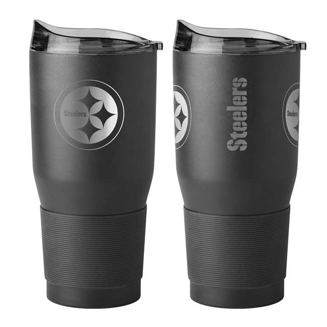 Pittsburgh Steelers 30oz Etch Black Powder Coat Tumbler