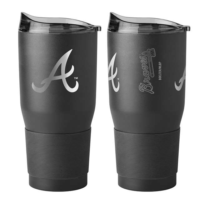 Atlanta Braves 30oz Etch Black Powder Coat Tumbler