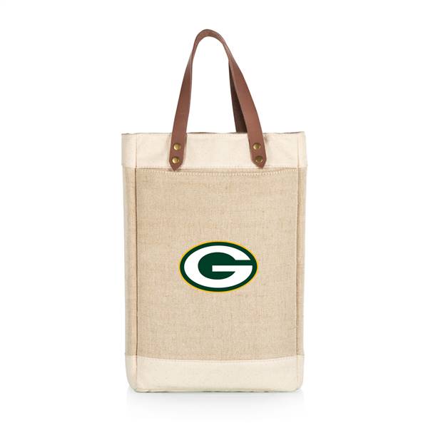 Green Bay Packers Jute 2 Bottle Insulated Wine Bag  
