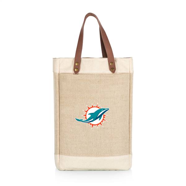 Miami Dolphins Jute 2 Bottle Insulated Wine Bag  
