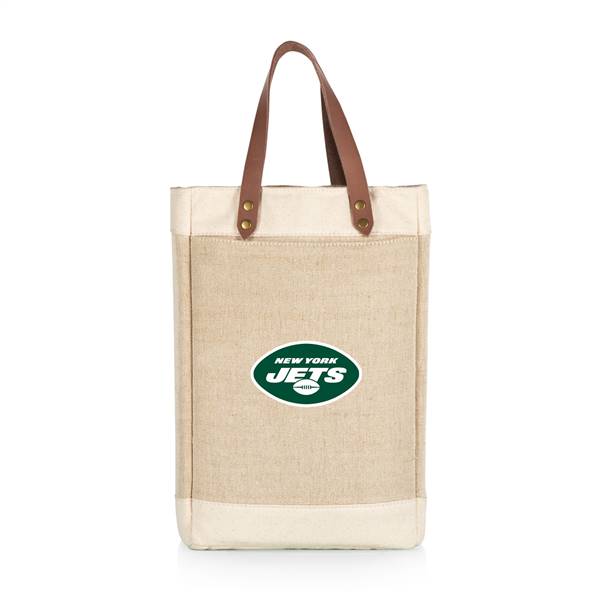 New York Jets Jute 2 Bottle Insulated Wine Bag  