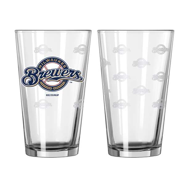 Milwaukee Brewers 16oz Satin Etch Pint Glass