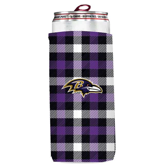 Baltimore Ravens Plaid Slim Can Coozie