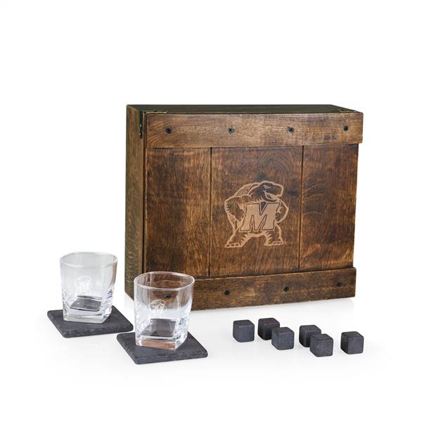Maryland Terrapins Whiskey Box Drink Set