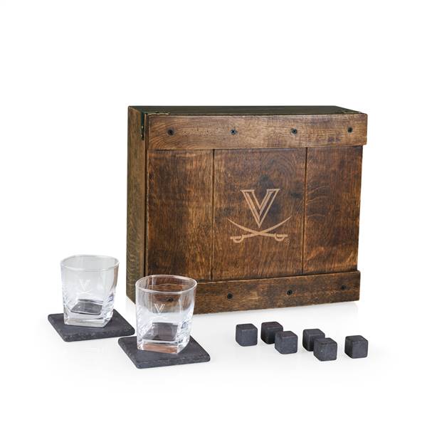 Virginia Cavaliers Whiskey Box Drink Set