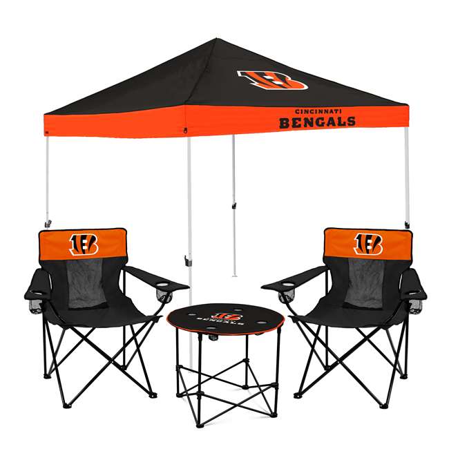 Cincinnati Bengals Canopy Tailgate Bundle - Set Includes 9X9 Canopy, 2 Chairs and 1 Side Table