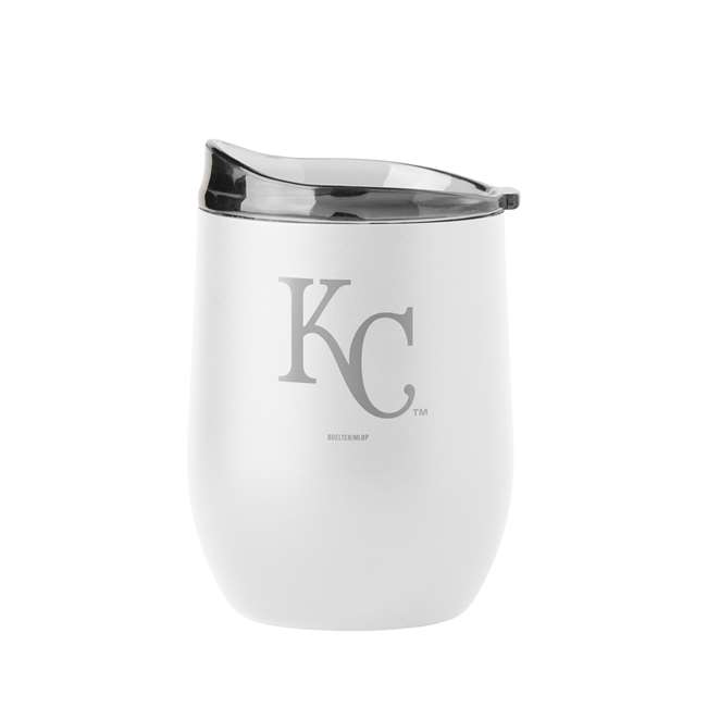 Kansas City Royals 16oz Etch White Powder Coat Curved Beverage