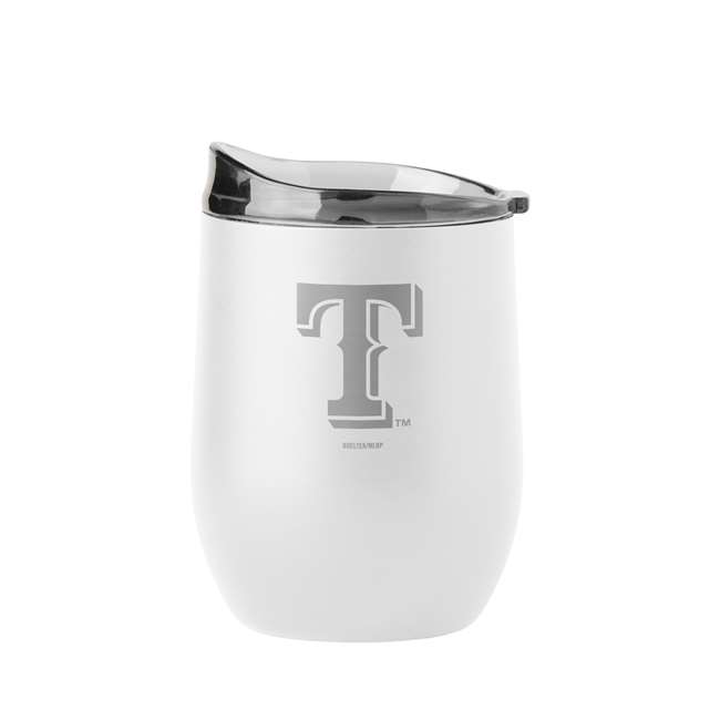 Texas Rangers 16oz Etch White Powder Coat Curved Beverage