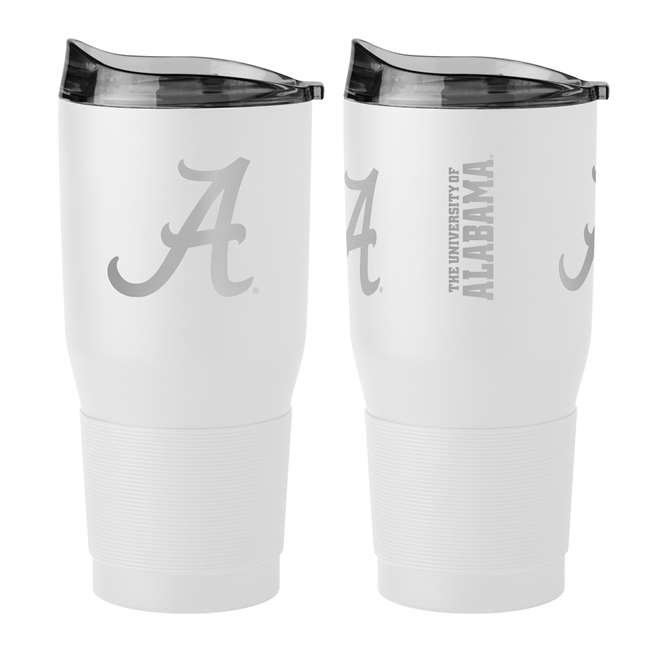 Alabama 30oz Etch White Powder Coat Tumbler