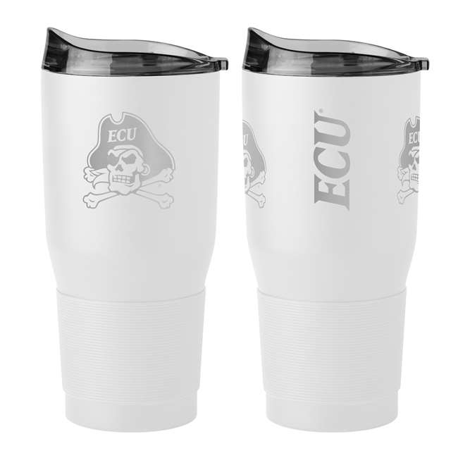 East Carolina 30oz Etch White Powder Coat Tumbler