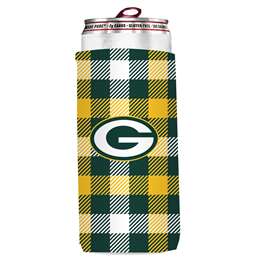 Green Bay Packers Plaid Slim Can Coozie
