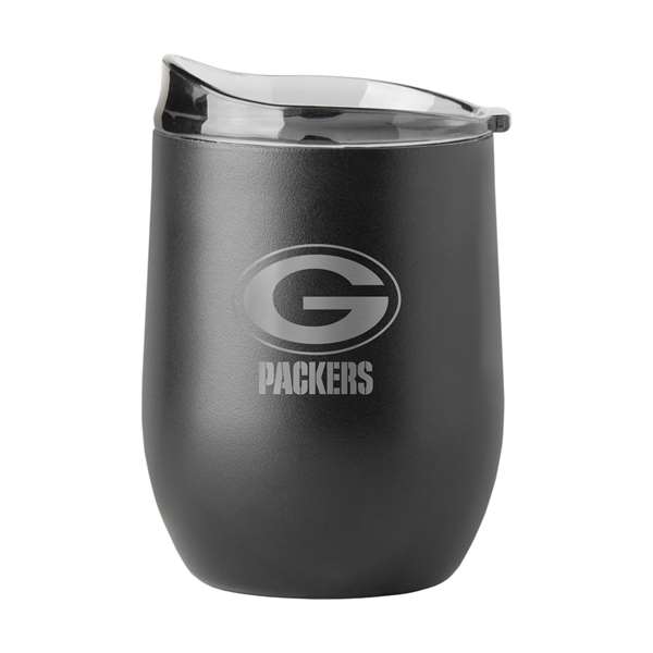 Green Bay Packers 16oz Etch Black Powder Coat Curved Beverage