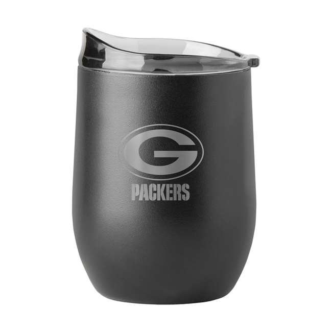 Green Bay Packers 16oz Etch Black Powder Coat Curved Beverage  