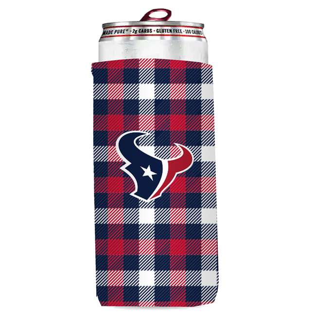 Houston Texans Plaid Slim Can Coozie