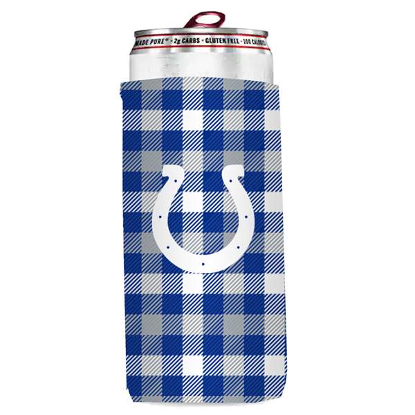 Indianapolis Colts Plaid Slim Can Coozie