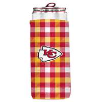 Kansas City Chiefs Plaid Slim Can Coozie