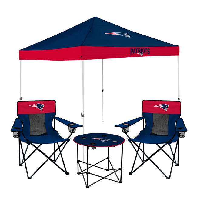 New England Patriots Canopy Tailgate Bundle - Set Includes 9X9 Canopy, 2 Chairs and 1 Side Table