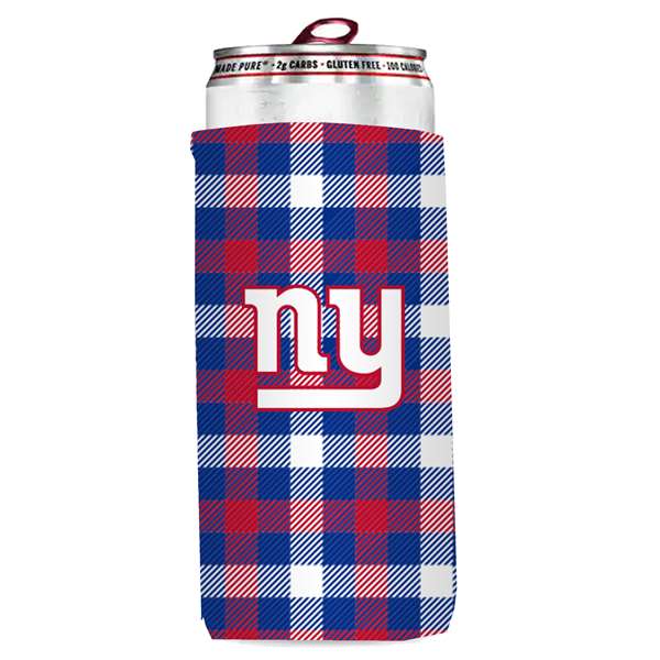 New York Giants Plaid Slim Can Coozie