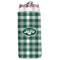 New York Jets Plaid Slim Can Coozie